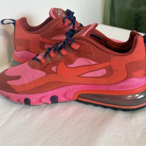 Nike Air Max 270 React Mystic Red Pink Women's Size 8.5 Athletic Sneakers - Picture 10 of 14